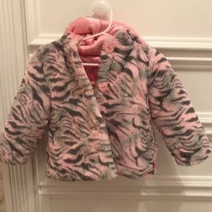 Baby faux fur hooded coat, 18 months